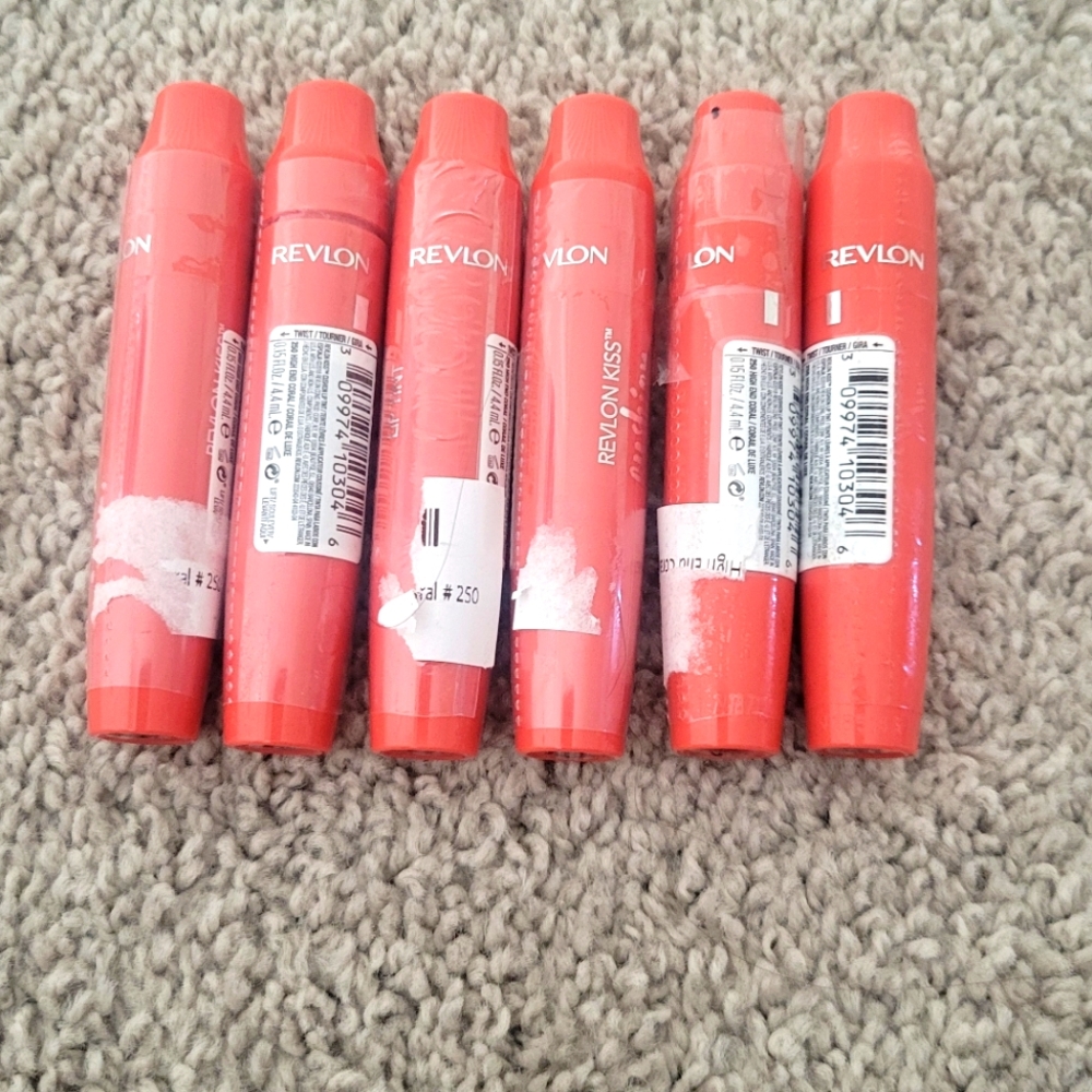 Lot of 6 Revlon Kiss Cushion Lip Tint 250 High End Coral
